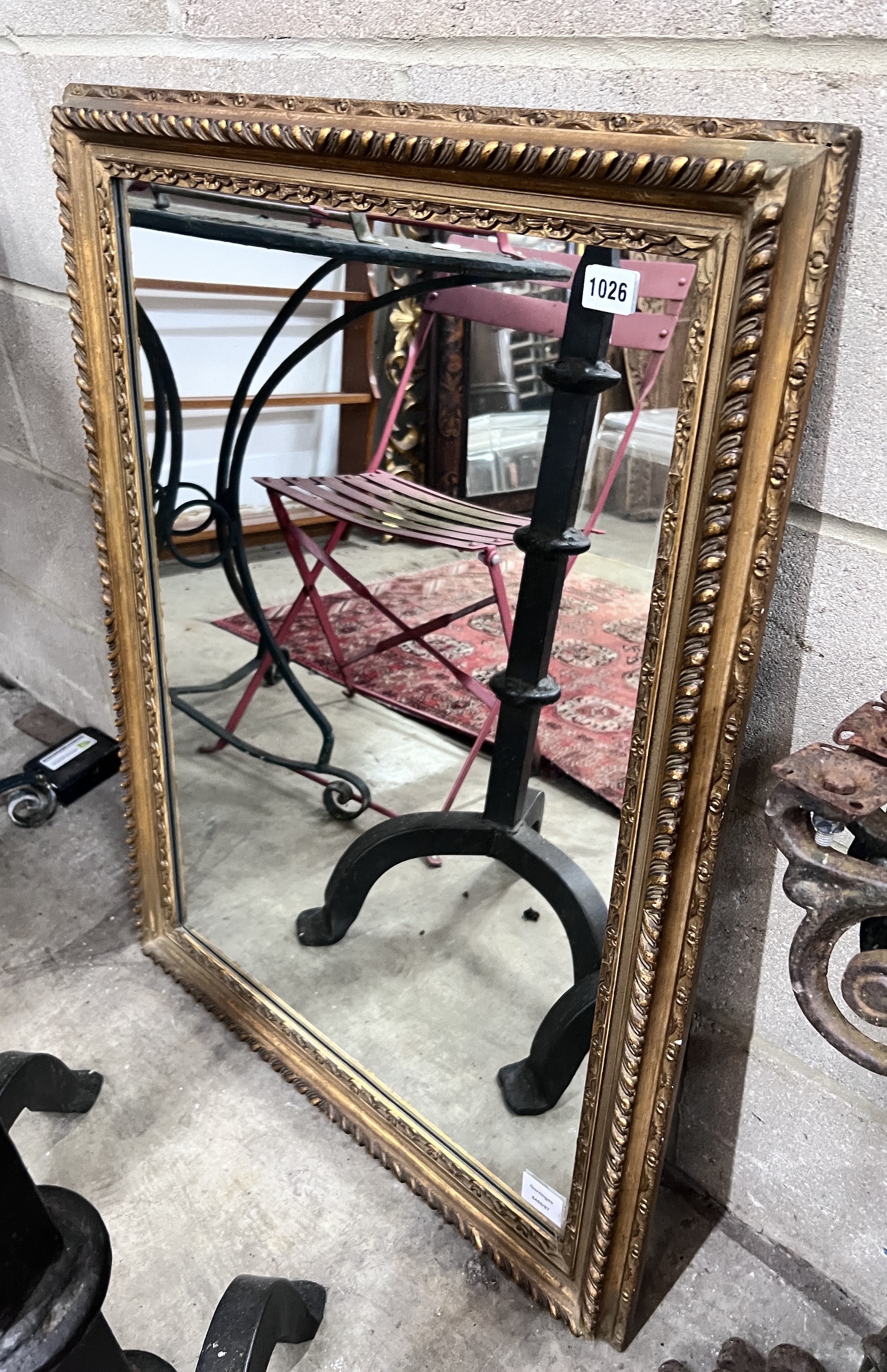 An early 20th century rectangular gilt framed wall mirror, width 66cm, height 91cm